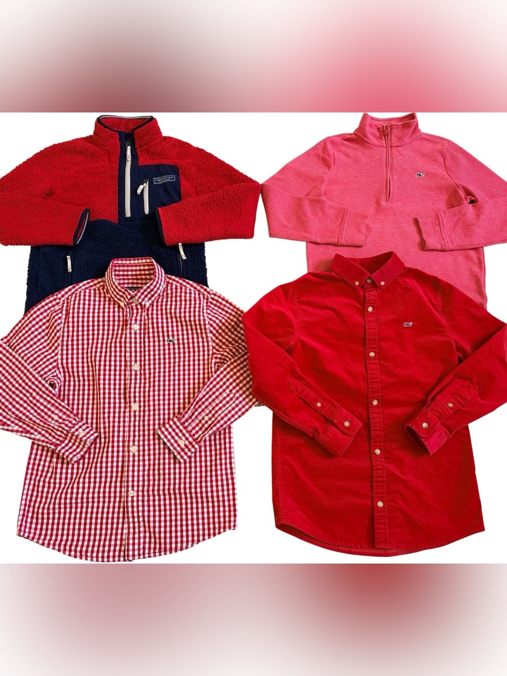 VINEYARD VINES BOYS SIZE 8/10 FOUR-PIECE RED TOPS AND JACKET CLOTHING BUNDLE!